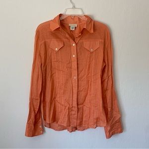 banana republic button down long sleeve top (size large) *burnt orange